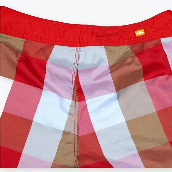 Quicksilver Red Blue Tan Plaid Mens Board Shorts M - Picture 5 of 5